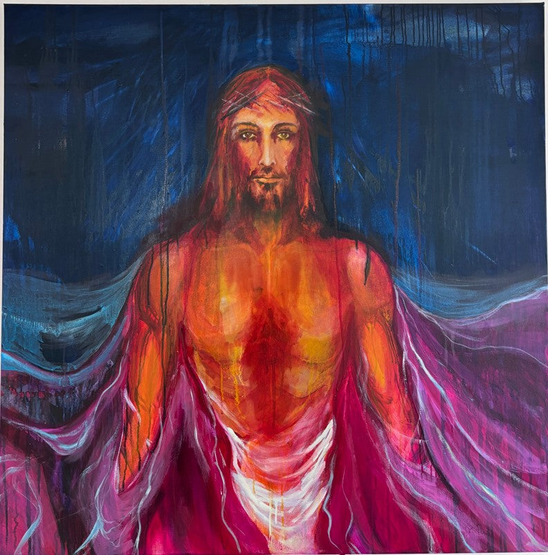 Jesus, man of sorrows. Print on canvas 14 x 14 inches